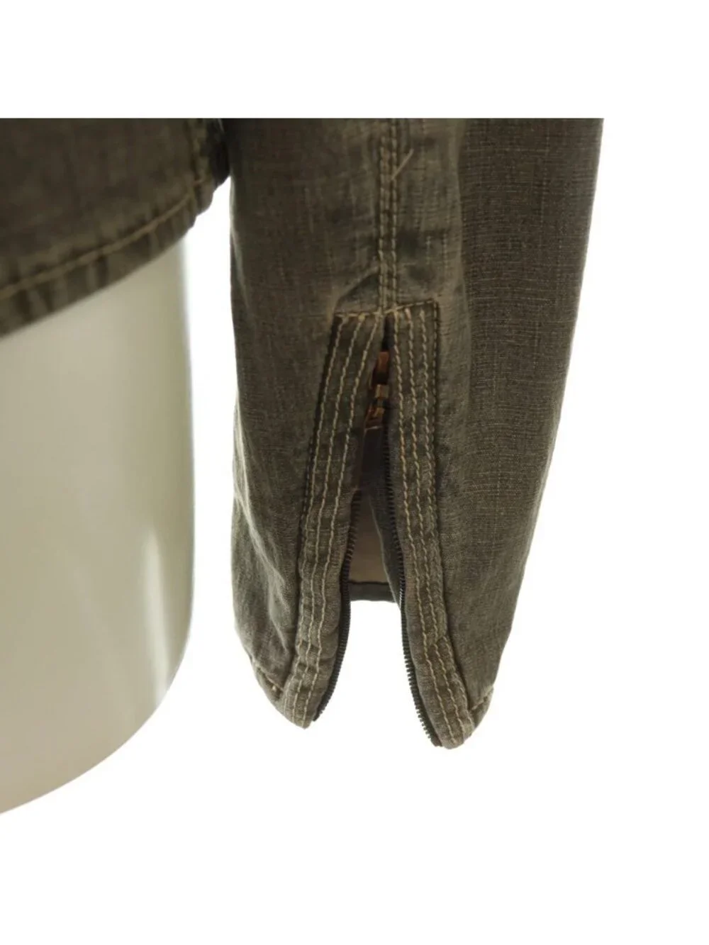 Chanel Denim Jacket Double Zip Cotton 38 Dark Gray HS